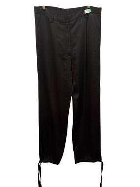 Women MM6 Maison Margiela Black Satin Pants Ankle Ties IT 46 US 10 minimalist